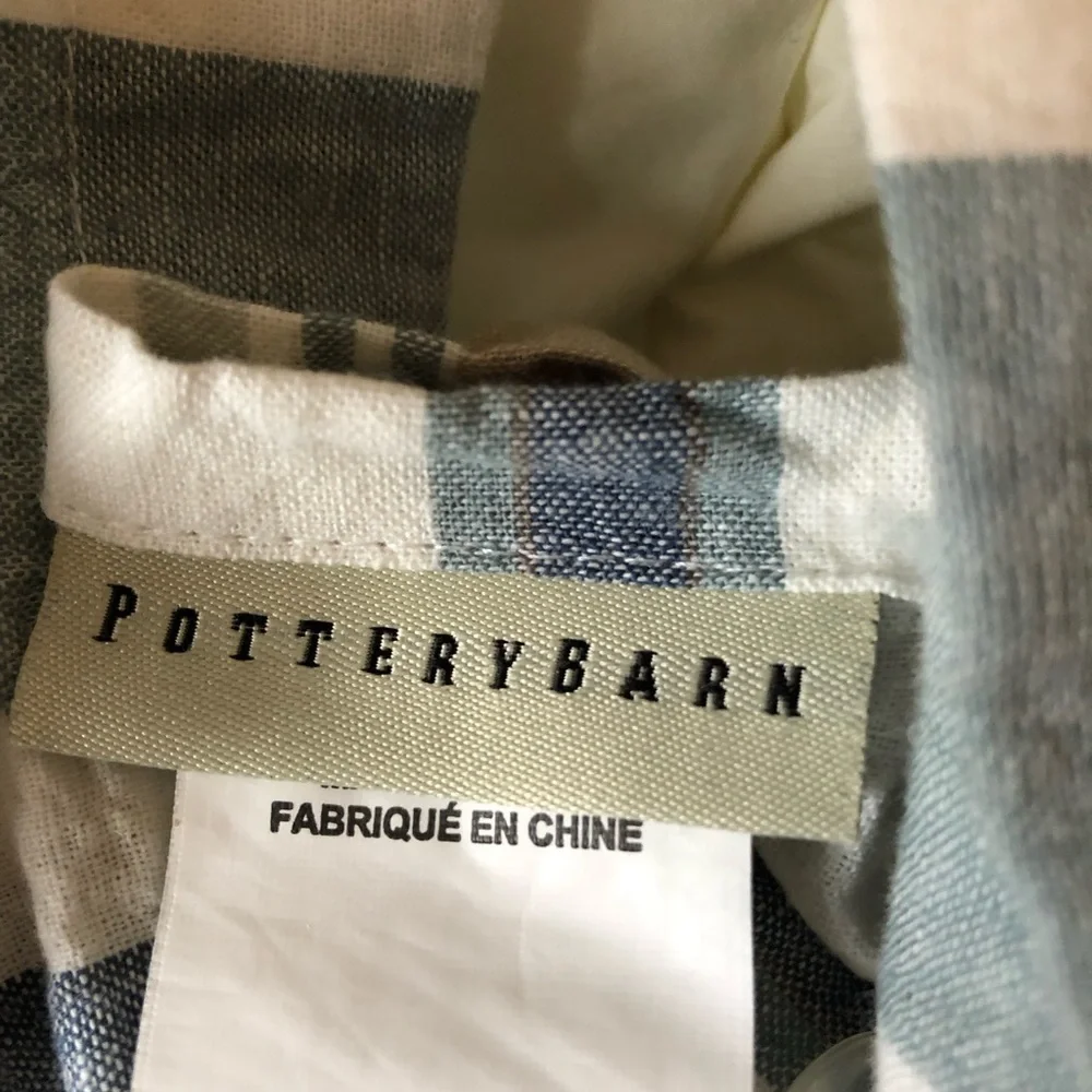Like-New Pottery Barn Darian Stripe Duvet Cover & Sham Blue Multi - 2 Pieces